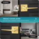 2 Pack Door Handles Gold Interior Door Handle for Bedroom & Bathroom, Keyless Privacy Door Levers, Modern Square Door Handles
