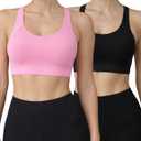 2-Pack High Impact Sports Bra for Women, Sewn-in Pads Molded Cups, Adjustable Straps for Running Gym Workout, Medium