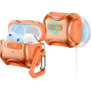 ESR for AirPods Pro 3 Case (2025), Compatible with Airpods Pro 3rd Generation Case (USB-C Cable), Effortless MagSafe, Drop-Proof Lock, Easy Open, Cyber Series, Orange