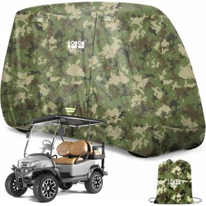 10L0L Heavy Duty Golf Cart Cover for 2/4 Passengers EZGO, Club Car and Yamaha, All Weather Outdoor Protection Weatherproof L-For 2/2+2/4 Passengers Cart (Camouflage)