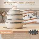 SODAY 12 Pcs Pots and Pans Set Non Stick, Cookware Sets White Granite Induction Cookware, Non-toxic Healthy Nonstick Kitchen Cooking Set with Frying Pan Set, Saucepans (PFAS/PFOA/PFOS Free)