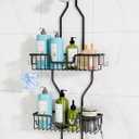 Shower Caddy Hanging Organizer: Over Shower Head Storage Shelf - Aluminum Never Rust Rack for Inside Shower Black