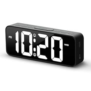 ALANAS Digital Alarm Clock for Bedroom, 2 Set Alarms with Snooze, Dimmer, Adjustable Volume, Large Number Display, USB Charging Port for Cellphone, Outlet Powered Clocks for Heavy Sleeper (Black) ALANAS Digital Alarm Clock for Bedroom, 2 Set Alarms with Snooze, Dimmer, Adjustable Volume, Large Number Display, USB Charging Port for Cellphone, Outlet Powered Clocks for Heavy Sleeper (Black)