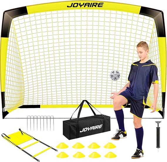Kids Soccer Goals for Backyard Set, Portable Toddler Soccer Goal 2 of 6x4 ft, 4x3 ft, 7x5 ft, Soccer Training Equipment, Pop Up Soccer Net Kit with Size 4 Soccer Ball, Outdoor Sports Play, Youth Game (6x4ft, 1 Pack)