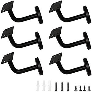 6 Pcs Stainless Steel Stair Handrail Bracket, Heavy Duty Stair Rail Support, Hardware Railing Brackets for Flat Rails, Stairway Hardware ((60mm x 75mm))