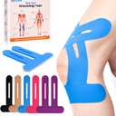 IEADEN Precut Kinesiology Tape for Knees, 10 Pcs - Knee Support & Stability, Knee Pain Relief Athletic Tape - Waterproof & Elastic, Breathable Hypoallergenic Latex-Free Tape, Blue