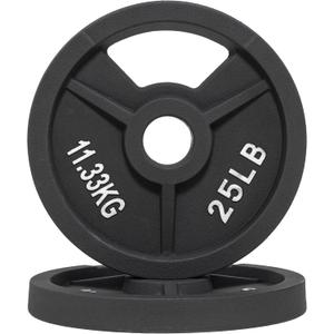 Fitvids 2-Inch Olympic and 1-Inch Standard Cast Iron Weight Plate for Strength Training & Weightlifting, Multiple Weights 25LB Each