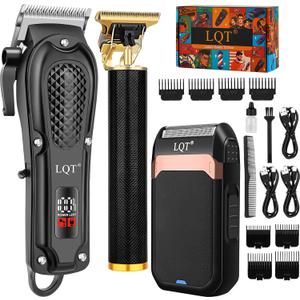 Men's Hair Clipper Set Cordless Hair Trimmer with LED Screen, Adjustable Beard & Mustache Trimmer, Self-Sharpening Blades, Quiet Haircut Machine,Best Gift for Father's Day/Holidays