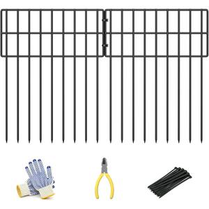 17in (H) x 27ft (L) Garden Fence Animal Barrier, 25 Panels Decorative Garden Fence Border, No Dig Garden Fence Panels, 1.3in Gap Rustproof Metal Stakes, Ground Defense Border Fence for Outdoor, Yard