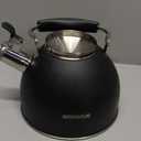 Tea Kettle, 2 Quart Stainless Steel Whistling Tea Kettle, Stovetop Whistling Teakettle Tea Pots for Stove Top with Ergonomic Folding Handle, Small Teapot, Water boiler for Tea, Coffee (Black)