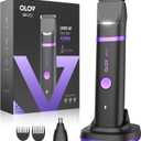 Groin & Body Hair Trimmer for Men - Electric Shaver for Pubic Hair, Chest, Legs - Ball Pubic Groomer, LED Light, Replaceable Ceramic Blade Heads, USB-C Recharge Dock, Waterproof Hygiene Razor, Purple