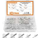 ISPINNER 125pcs Large Flange Aluminum Blind Rivets, Pop Rivets Assortment Kit (Silver)