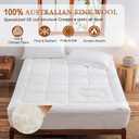 YOUR MOON 100% Wool Mattress Topper Twin XL, 800 GSM, White | Thick Pillow Top Mattress Pad, Australian Wool, Natural Cotton Cover, 16-Inch Deep Pocket, Twin XL Bed Topper, 39 x 80 in