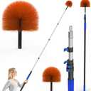 26FT Reach Cobweb Duster, Outdoor Spider Web Cleaner Brush with 5-20FT Telescoping Extension Pole, Aluminium Heavy Duty, Medium Stiff Bristles Spider Web Brush for Outdoor & Indoor Cleaning