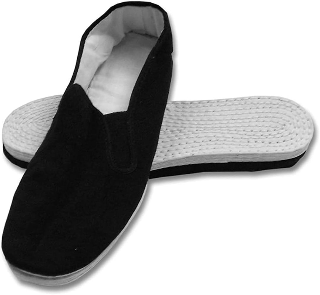 Shoes8teen Men's Martial Art Kung Fu Tai Chi Rubber Sole Canvas Shoes (13, Black Cotton)