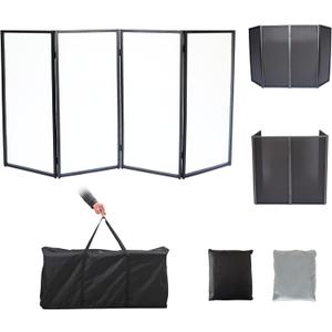 DJ Facade DJ Booth White&Black w/Carry Bag Portable DJ Event Facade Foldable Cover Screen Front Board Video Light Projector Display Scrim Panel, Medium