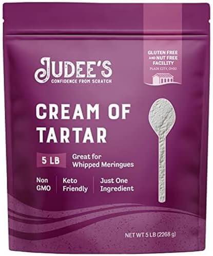 Judee's Gluten Free Cream of Tartar 5 lb - All Natural, Keto-Friendly, Gluten-Free and Nut-Free - Use for Baking as a Stabilizer, Cleaning and Crafting - Made in USA, Best By: 04/24/202