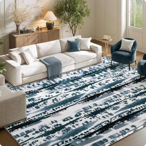 Modern Area Rug 8x10 - Non-Slip Washable Rug Living Room Carpets - Soft & Stain Resistant Rug for Home Bedroom Dining Room Home Office Indoor Nursery Gray and White