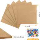 TUPARKA 6 Pack Cork Board 12"x12" - 1/4" Self-Adhesive Corkboards With 100 Push Pins, Bulletin Boards, Square Cork Tiles for Wall, Home, School, Office Decorative
