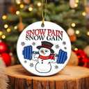 3 x Exercise & Fitness Ornaments 2024 | Snow Pain Snow Gain, Snowman 3D Weight Lifting Christmas Ornament, Gym Weights Exercise Sport, Gym Ornament (Snowman)
