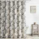 Black Floral Shower Curtain,Vintage Linen Beige Cottagecore Shower Curtains for Bathroom, 72" W x 72" L
