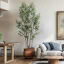 Erimda Artificial Fiddle Leaf Fig Tree 7ft with White Planter Realistic Fiddle Leaf Lyrata Plant Tall Fake Tree with Natural-Looking Leaves Fake Tree for Indoor Outdoor Home Office Decor