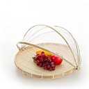 Round Bamboo Tent Basket with lid, Vegetables/Fruits, Bread, Storage Basket (14.1 inches in Diameter)