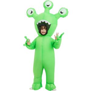 COMIN Halloween Inflatable Alien Costume Kids Cosplay Costumes Funny Ride on Blow Up Costumes Alien Suit for Teens (55'')