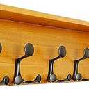 SKOLOO Wall Shelf with Hooks, 24-Inch Brown Coat Rack Wall Mount with Shelf Organizer - Lightweight & Sturdy​​, 5 Tri Hooks - Perfect for Entryway, Hallway, Living Room, Bedroom, Mudroom