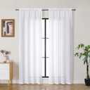 Gwine White Curtains 72 Inches Long 2 Panels Set, Light Filtering Faux Linen Textured Curtains for Living Room, Lightweight Rod Pocket Window Treatments Curtain, Each 40" Wx72 L, 2PCS