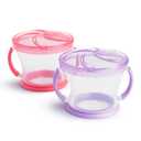 Munchkin Snack Catcher Toddler Snack Cups, No Spill, 2 Pack, Pink/Purple