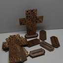 12 Inch 6 Pack Rustic Wood Crosses María Torched Wooden Tabletop Cross Rustic Standing Cross for Religious Church Décor Prayer Gifts