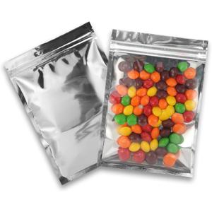 Resealable Mylar Bags | 100 Pcs 4 X 6 Inch | Smell Proof Bag Heat Seal Cute Packaging Foil Food Sealable Small Front Clear Plastic Silver for Storage Candy Beef Jerky Jewerly Product