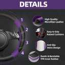 NBTEPEM 6 Pcs Purple Car Accessories Set, Sport Leather Steering Wheel Cover 14.5-15inch Universal, Leather Car Center Console Cover, Seat Belt Cushion, Cup Holder Coaster (Black-Purple)