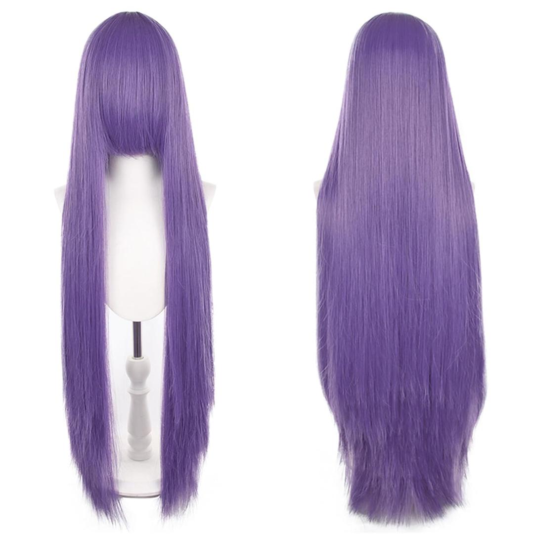 XiongXiongLe 40 inch Deep Purple Long Universal Anime Cosplay Wig Women Costume High Resistant Hairs Wigs with Bangs for Adult Cos Party Halloween Themed TV Film Anime Game Character