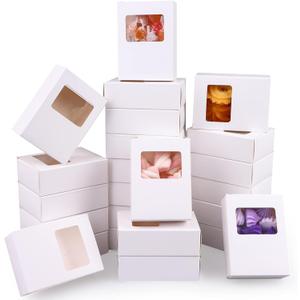 PINKXHY 100 PCS Mini Kraft Paper Box with Square Window Soap Packaging Boxes Craft Cardboard Present Container for Homemade Soap Favor Treat Bakery Candy, 3.5 x 2.6 x 1.2 Inch (White) PINKXHY 100 PCS Mini Kraft Paper Box with Square Window Soap Packaging Boxes Craft Cardboard Present Container for Homemade Soap Favor Treat Bakery Candy, 3.5 x 2.6 x 1.2 Inch (White)