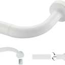 Matte White Curtain Rod for Windows 28 to 86 Inch, Internal Splicing 1 Inch Diameter Disc, Adjustable Room Darkening Curtain with Aluminum Finials and Brackets, Wrap Around Design