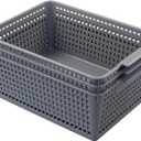 3-Pack Plastic Storage Baskets, Gray Large Storage Bin