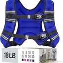 Zeerun Weighted Vest, for Men Women, Reflective Stripe Adjustable Buckle, Comfortable Durable Rucking Vest for Walking Running Strength Training, 18LBS-Blue