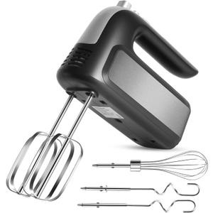 5-Speed 400W Hand Mixer Electric Handheld - Ultra-Powerful Handheld Mixer with Turbo Function & Eject Button, 4 Stainless Steel Attachments for Dough, Cream, Batter, Eggs & Baking