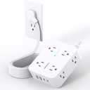 Extension Cord 10 Ft, Ultra Thin Flat Plug Power Strip Surge Protector with 8 Outlets 4 USB Ports (2 USB C), HANYCONY Outlet Extender Desk Charging Station for Home Office Dorm Room Essentials