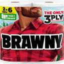 Brawny Tear-A-Square 3-Ply Paper Towels, 2 Triple Rolls = 6 Regular Rolls, Strong, Absorbent, and Durable with 3 Sheet Sizes (Quarter, Half, Full)