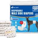 Pet Soft Dog Diapers Male - Disposable Male Dog Wraps Wetness Indicator, Ultra Absorbent Doggie Diapers Comfortable for Incontinence Excitable Urination, 50pcs Medium