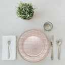 Ms Lovely Cross-stitch Pattern Glass Charger 12.6 Inch Dinner Plate With Beaded Rim - Set of 4 - Rose Gold Color