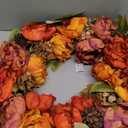 Artificial Fall Wreath for Front Door  24 Inch Peony & Mixed Floral Wreath with Maple Leaves & Berries, Rustic Autumn Wall Dcor