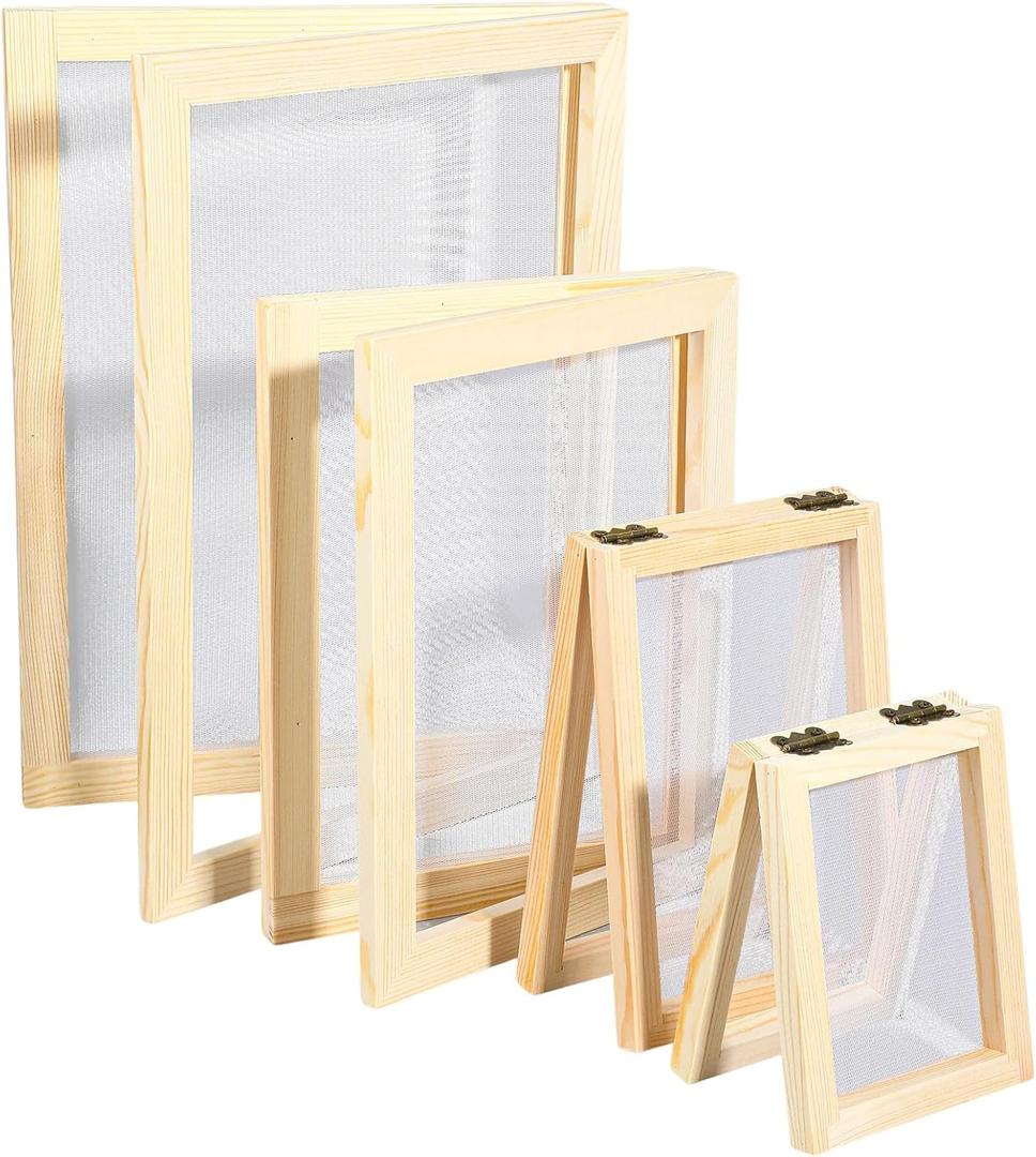 4 Sizes (A4, A5, A6 & A7) 2 in 1 Wooden Paper Making Screen, Paper Making Mould, Wooden Paper Making Frame for DIY Paper Crafts