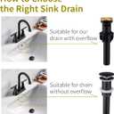 Bathroom Sink Drain,Pop Up Drain for Bathroom Sink,Bathroom Sink Drain Kit,Drain Stopper Bathroom Sink with Overflow,Appy to Lavatory Vanity Drain Stopper,with Detachable Basket,Drawing Gold