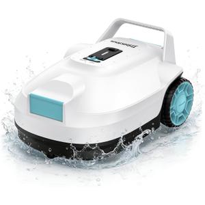 Robotic Pool Cleaner, Cordless Automatic Pool Vacuum for Above Ground & Inground Pools, 100 Mins Runtime, Powerful Suction, Self-Parking, Ideal for Pools up to 860 Sq.ft