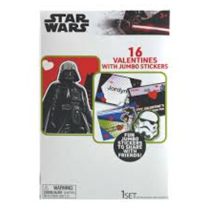 Star Wars 16 Valentines with Jumbo Stickers