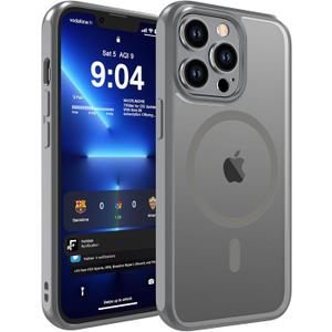 WRJ Magnetic Matte Case for iPhone 13 Pro Max 6.7-Inch, [Compatible with Magsafe] [Military Grade Drop Protection] Slim Translucent Anti-Fingerprints Shockproof Protective Phone Case-Grey,  for iPhone 13 Pro Max 6.7 Inch